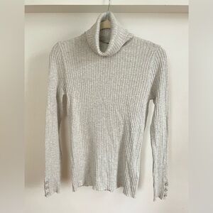 J Mclaughlin Women's Arlette Ribbed Turtleneck Sweater - Light Gray